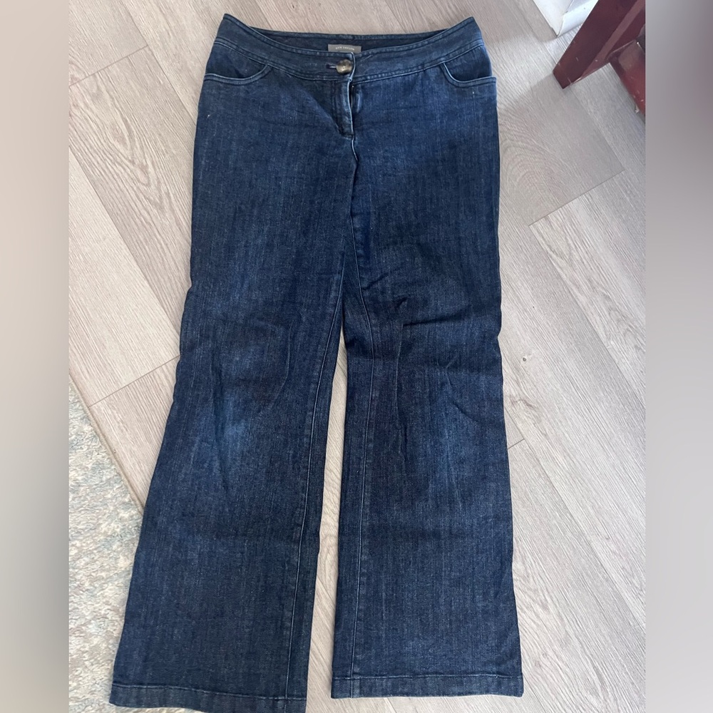Ann Taylor Dark Indigo Wide-Leg Jeans, Size 8